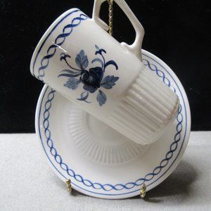 ADAMS IRONSTONE BALTIC BLUE DEMITASSE CUPS AND SAUCERS